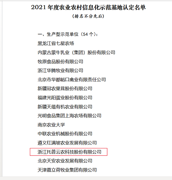 托普云農(nóng)入選2021年度全國(guó)農(nóng)業(yè)農(nóng)村信息化示范基地